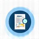 Iconographic image of a magnifying glass on a document